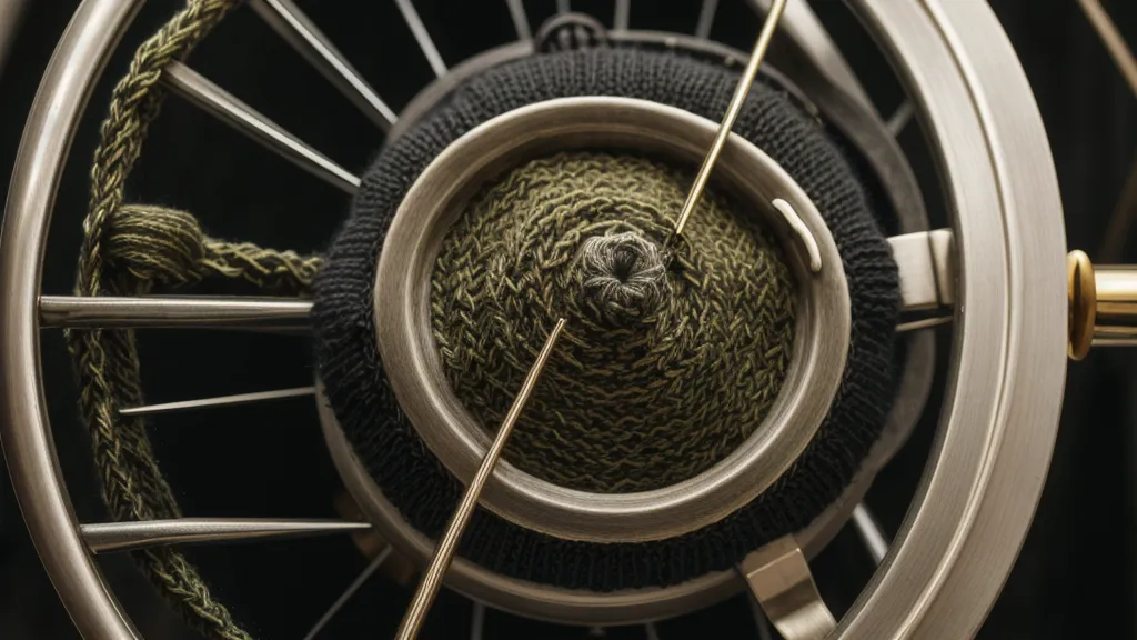 Nahaufnahme der mechanischen Unterseite eines Strickmaschinenschlittens mit Wählzähnen