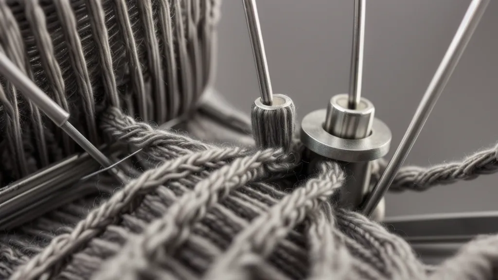 Nadelbett einer gebrauchten Knitmaster Strickmaschine mit 4,5 mm Standard-Nadelabstand
