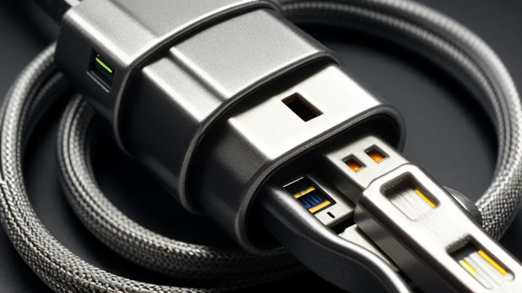 Detailansicht des SilverLink 5 USB-Interface-Kabels an der Strickmaschine.