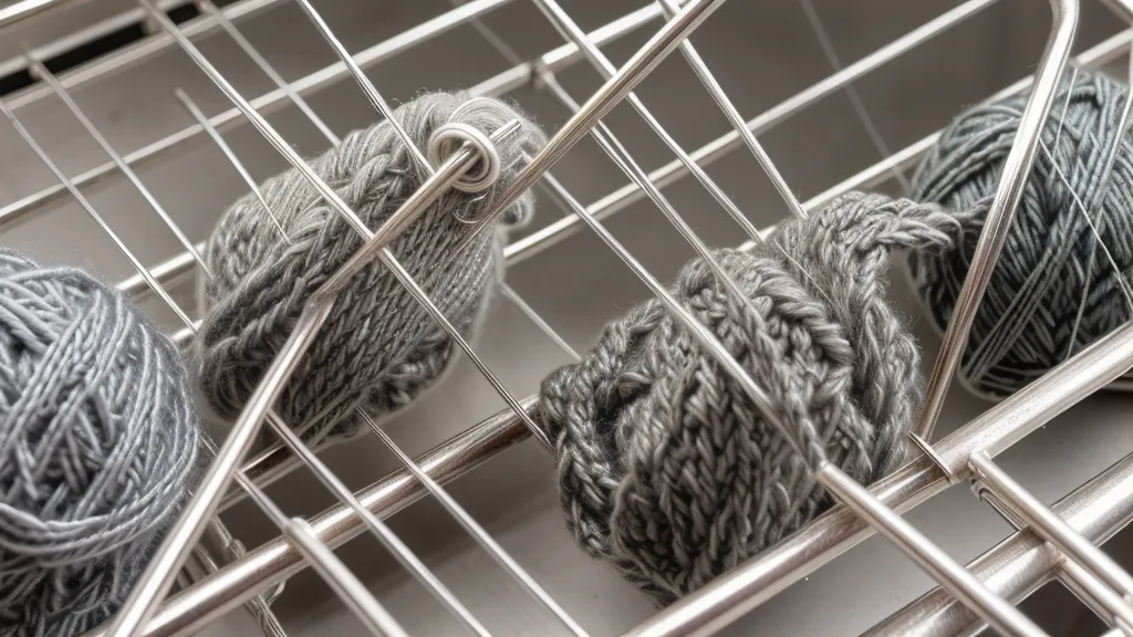 Silver Reed Mittelstricker mit passendem Handstrickgarn in der Werkstatt